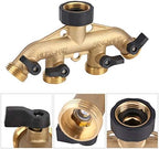 Fdit 3/4 Inch Brass 4 Way Hose Pipe Splitter, Garden Irrigation Tap Connector, Thread, Golden and Black - Image 6