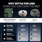 TITAN Flexible Garden Hose 65FT – Ultra Lightweight, Heavy Duty Water Hose with Brass Fittings & Jet Nozzle – Kink-Free, Non-Expanding, Durable Fabric Hose for Yard, Lawn, Car Wash, Outdoor Use - Image 4
