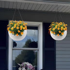13.4 inch Self-Watering Hanging Planters, 13.4 Inch Rattan Style, White, 2 - Image 3