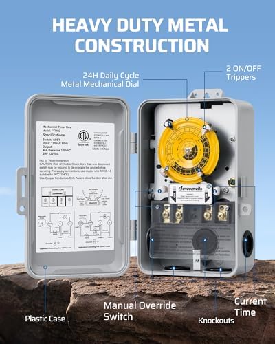 DEWENWILS 24-Hour Mechanical Timer Switch - 120VAC SPST, 2HP 40A - Image 7
