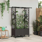 Mobile Raised Garden Bed with Trellis and Roof, Brown - Image 2