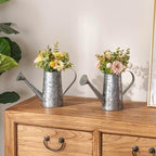 MyGift 5 Inch Small Rustic Galvanized Metal Decorative Vases in Vintage Style Watering Can Design for Dried Flowers and Artificial Plants, Set of 2 - Handcrafted in India (Pack of 2) - Image 4