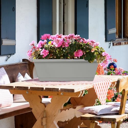 12Pcs 17Inches Rectangle Planter Box with Drainage Holes and Trays - Image 6