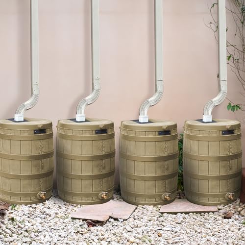 Good Ideas Rain Wizard Water Collection Barrel, 50 Gallon, Khaki, 4 Pack - Image 5