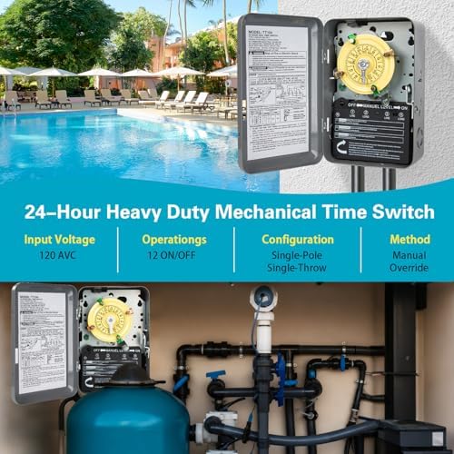 T104M Mechanical Timer Switch Mechanism Only 208-277V AC DPST 5HP 40A - Image 5