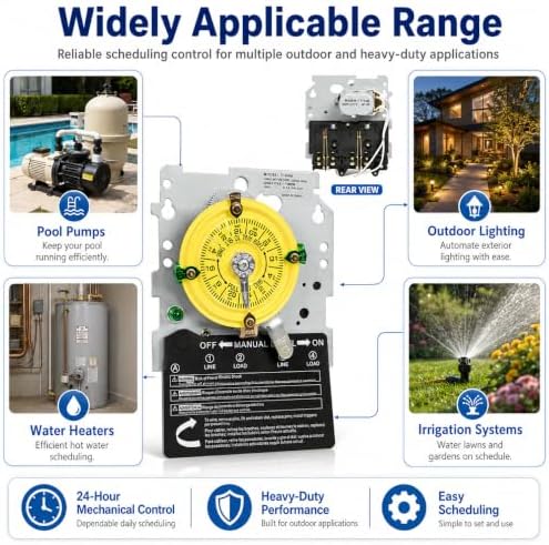 T104M Pool Timer Mechanism Only, 24-Hour Mechanical Timer Switch for Pump - Image 4