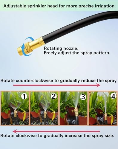 Drip Irrigation System,Automatic Garden Watering System, 360 Degree Adjustable Garden Sprinkler, High Output Mist Spray Nozzle for Potted Plants, Easy Connect & Rotating Head, Customizable Water Flow - Image 6