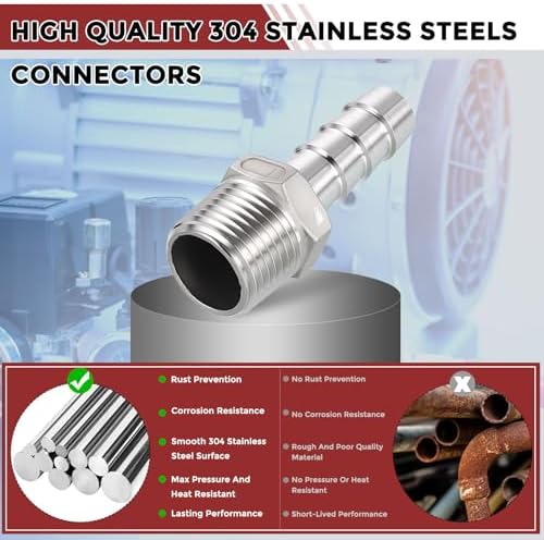 25pcs Stainless Steel Hose Barb Fitting 1/2" Barb to 1/2" NPT Male - Image 4