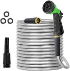 TVKB Metal Garden Hose 75ft Stainless Steel Water Hose Super Tough Flexible Water Pipe with 3/4 inch Brass Fittings and Sprayer Nozzle, Kink & Tangle Free, Rust Proof by TVKB-FB
