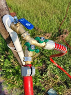 STYDDI Garden Hose Splitter Full Flow, Brass Heavy Duty Hose Splitter 2-Way High Flow, All Metal Hose Y Splitter with Shutoff, Outdoor Faucet Splitter Hose Connector, Water Hose Y Valve Tap Adapter - Image 2