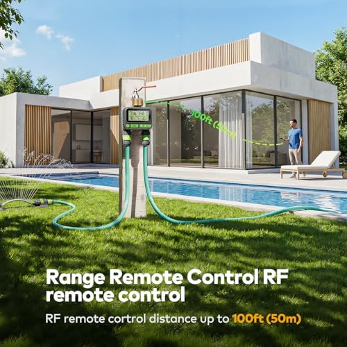 Remote Control Water Timer,2 Zone Sprinkler Timer Brass Inlet for Garden Hose - Image 2