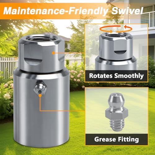 Upgraded 1/2"NPT High-Pressure Stainless Steel Swivel Joint for Hose Reels – Heavy-Duty, Leak-Proof, with Grease Fitting & Smooth Ball Bearing Rotation - Image 4