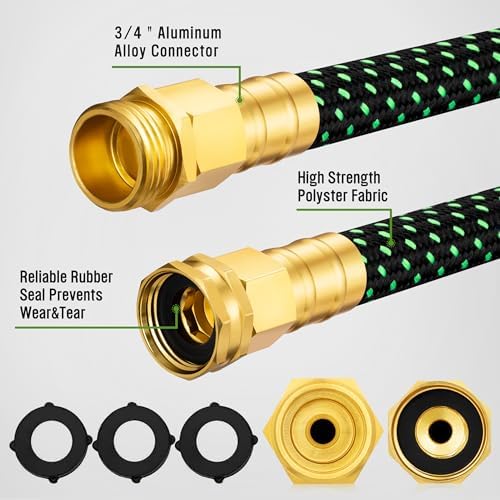HBlife 50ft Garden Hose, Non Expandable Garden Hose with 10 Function Sprayer Nozzle, Flexible Lightweight Water Hose for Yard, Lawn, Car Wash and Outdoor - Image 3
