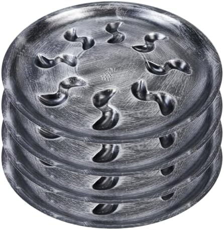 4 Pack 14inch Decorative Sturdy Plant Saucer,Antique Silver Plastic Plant drip Tray Stylish Round Plant Tray by ZzpYXIA