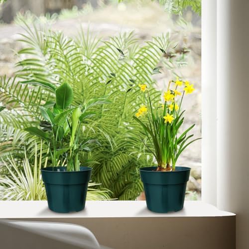 RooTrimmer 50 Pack 6 Inch Nursery Pots, Planting Grow Plastic Flower Pots, Thick Planters with Drainage Holes for Outdoor/Indoor Plants Succulent Herb (Green) - Image 6