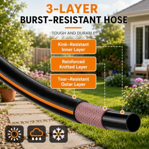 Retractable Garden Hose Reel,Heavy Duty Water Hose Reel,Wall Mounted with 9-Pattern Spray Nozzle,Any Length Lock,Slow Retract System,180° Swivel for Yard,Lawn,Patio & Car Wash (Grey, 1/2" x 78 FT) - Image 6