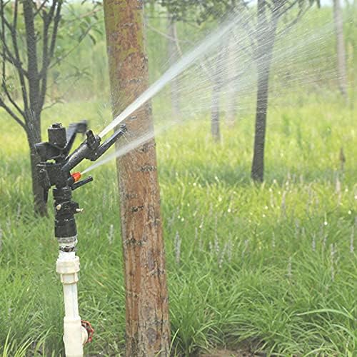 1-1/2" Impact Rain Gun Sprinkler with 2 Nozzles, Adjustable 360 Degree Automatic Rotating Garden Water Sprinkler, for Covering Large Areas, Tall Crops and Pastures Lawn Sprinkler - Image 2