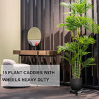 1 Pack 15" Black Plant Caddy with Easy Moving Caster Wheels and a Water Container Round Movable Planter Dolly Trolley Tray Pallet Outdoor Indoor Tree Flower Stand Planter - Image 4