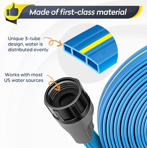 Winisok Upgrade Flat Sprinkler Soaker Hose for Garden, Heavy Duty 3-Tube Lawn Irrigation Hose with Landscape Stakes, No-Kink Flexible Watering Hose for Yard, Plants (50FT x 2Packs) - Image 3