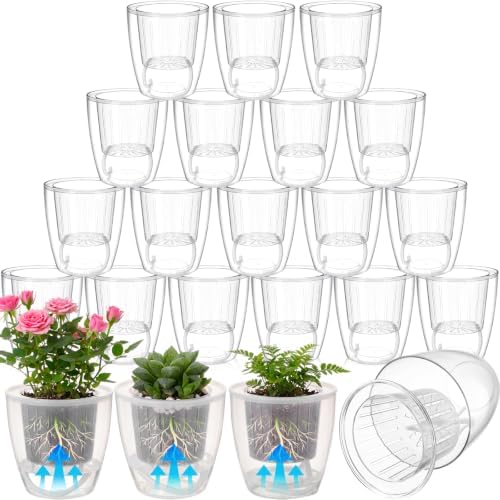 Self Watering Plant Pots, 4.3'', Transparent, 18 Pcs by Ferrochef