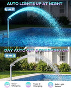 Pool Fountain for Above Ground Pools with 10-Color Lights, 360° Adjustable Water Sprinkler Dual High-Pressure Spray - Image 6