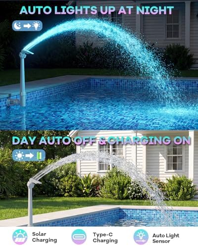 Pool Fountain for Above Ground Pools with 10-Color Lights, 360° Adjustable Water Sprinkler Dual High-Pressure Spray - Image 6
