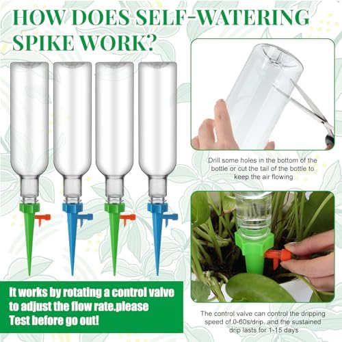 16 Set Plant Watering Devices with Self Spikes and Plastic Bottles, Clear - Image 5