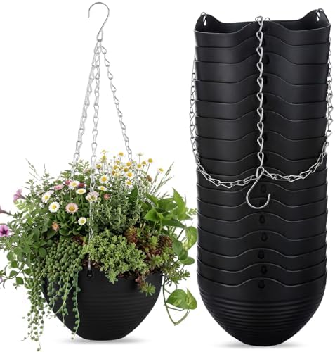Zopeal 16 Pack 8" Black Self Watering Hanging Planters for Plants by Zopeal