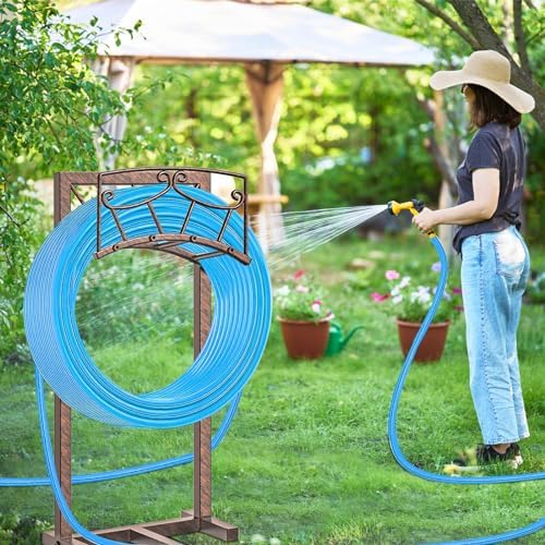 Garden Hose Holder, Heavy Duty Metal Water Hose Holders Hose Stand with 5 Spikes, Freestanding Hose Storage Rack Hose Hanger Holds 150ft Hose for Outside Yard Lawn Garden Decor - Image 6