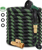 100 FT Garden Hose - Heavy Duty Non-Expandable Water Hose with 10-Function Nozzle, Kink-Free & Leak-Proof Flexible Yard Hose for Lawn and Car Washing（100FT) by Slotred