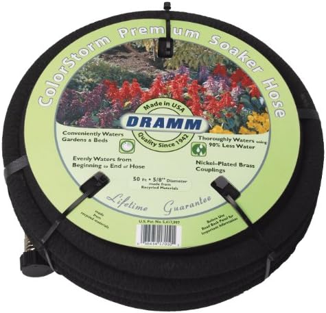 Dramm ColorStorm Premium Soaker Garden Hose, Evenly Water Gardens & Beds, Drip Hose, Heavy Duty Water Seeper, Black, 5/8" x 25 Foot by DRAMM