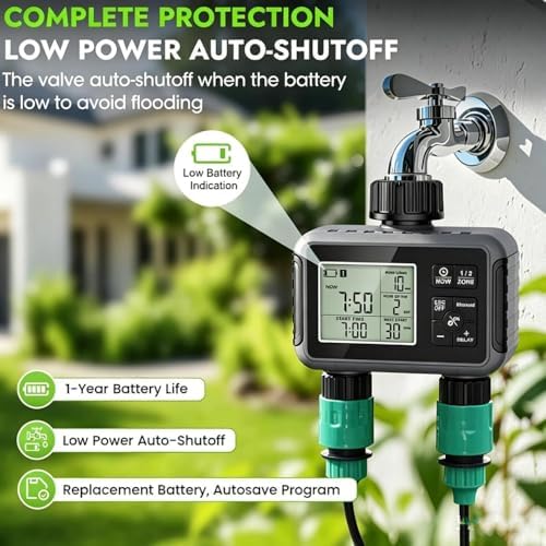 16-Nozzle Oscillating Sprinkler with Dual-Zone Sprinkler Water Timer, Automatic Rocking Sprinkler, Oscillating Water Sprinklers for Lawn Yard Garden Watering (Standard, with Single-Zone Timer) - Image 2
