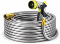 Metal Garden Hose 100 ft – 304 Stainless Steel Water Hose with Nozzle Sprayer, Garden Hoses Flexible, Lightweight, No Kink, Heavy Duty for Outdoor (100 ft) by Holldoor
