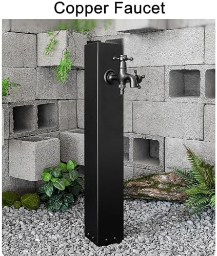 304 Stainless Steel Vertical Outdoor Faucets with Double Outlet, Freestanding Garden Water Column Hose Holder for Garden Farm Irrigation Washing(80x12cm/32x5in) - Image 4