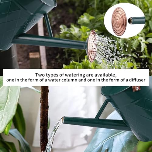1.75 Gallon Outdoor Metal Watering Can for Garden Plants, Vintage Zinc Watering Can with Removable Spray Spout, Ideal for Outdoor Use (Green) - Image 4
