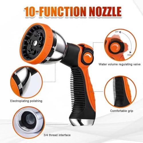 Garden Hose 100ft, Non-Expanding Lightweight Kink-Free Water Hose, Flexible Outdoor Hose with Aluminum Fittings, Abrasion Resistant & Easy to Store for Yard, Lawn, Car Washing, Watering - Image 5