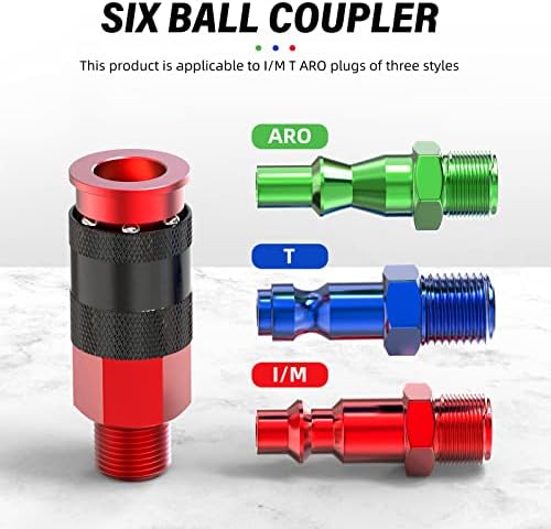 GASHER 12PCS Aluminium 1/4-Inch Male AMT Universal Air Coupler,1/4 Inch NPT Male Threads Size, Quick Connect Air Coupler - Image 3