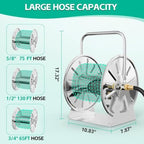 SPECILITE Garden Hose Reel, Holds 5/8In 75ft Capacity, with 6ft Leader Pipe - Image 5