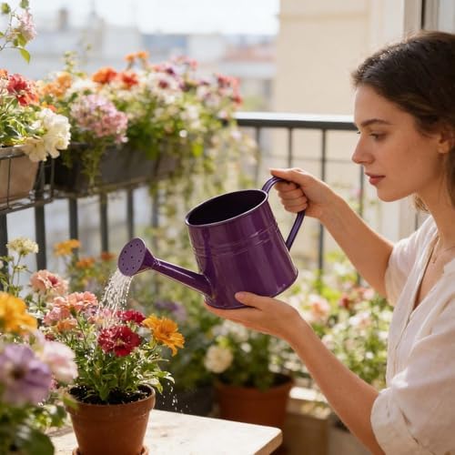 Watering Can Outdoor, 0.3 Gallon Long Spout Small Galvanized Metal Watering Can Outdoor with Handle and Sprinkler Head,Cute Metal Watering Can for Garden House Plants Flower Bonsai Indoor - Image 5