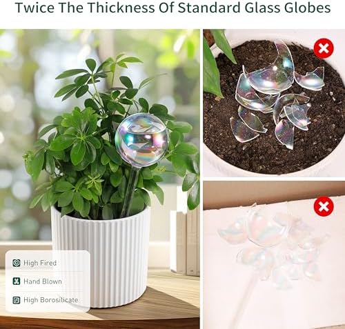 Soilagua Rainbow Plant Watering Globes, Extra-Thick Glass, 6 Pack - Image 4