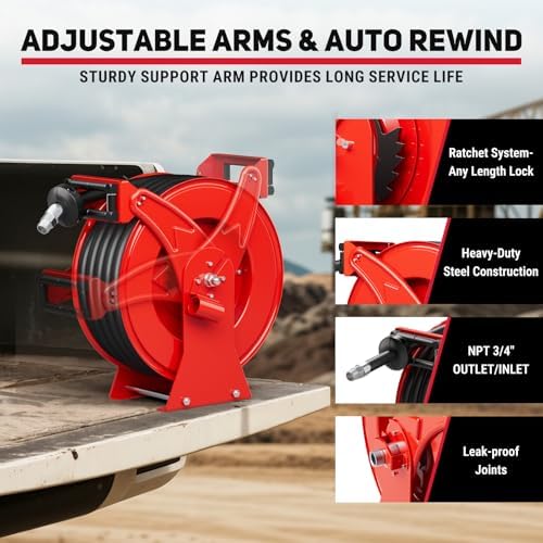 Fuel Hose Reel 3/4" x 50FT, Retractable Diesel Reel with Nozzle - Image 5