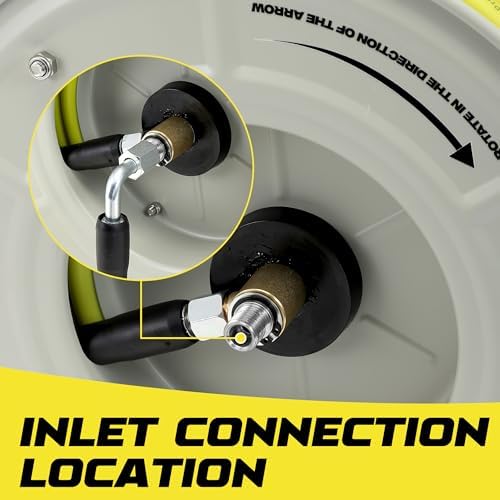 M MINGLE Retractable Pressure Washer Hose Reel, 1/4" × 60ft Power Washer Hose Reel, Auto Rewind Hose Reel, Wall/Floor Mounted, 3600 PSI - Image 6