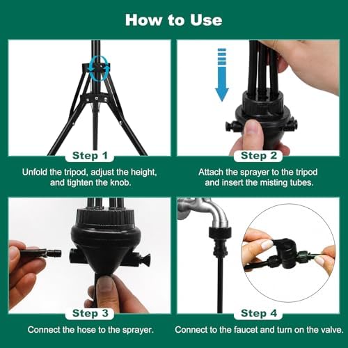 Standing Misters for Outside Patio, 2.6-3.6 ft Height-Adjustable Misting System for Cooling, Portable Water Mister for Garden Yard BBQ Party, Includes Hose Splitter & Sand Bag - Image 6
