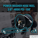 MTM Hydro Reel Kit with Pressure Washer Hose, 100 ft, 3/8 in, Black - Image 2