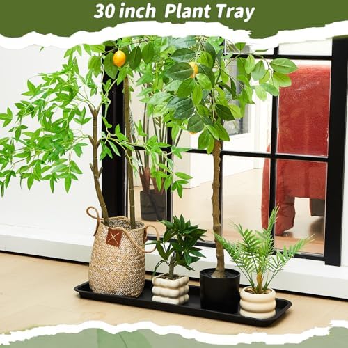Cinnvoice 4 Pack Black Rectangle Plant Saucer, 30 x 9.8 x 1.2 Inch - Image 6