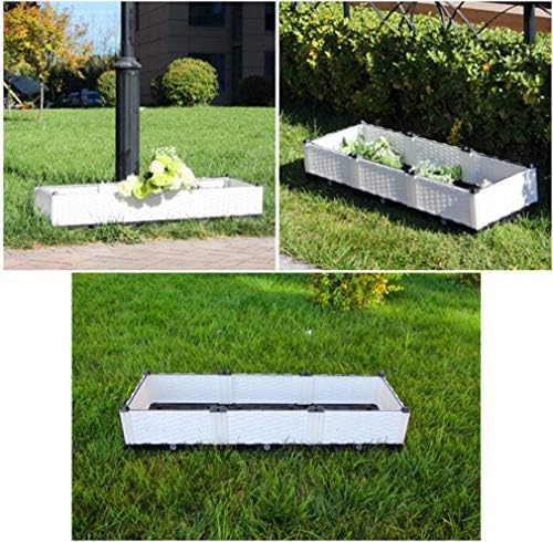 Hershii Gardening Raised Bed Kits DIY Rectangular Plant Growing Container Plastic Vegetables Herbs Flowers Large Deepened Planter Box for Balcony, Patio, Yard - White - 46.06 X 30.7' X 14.96 Inches - Image 5