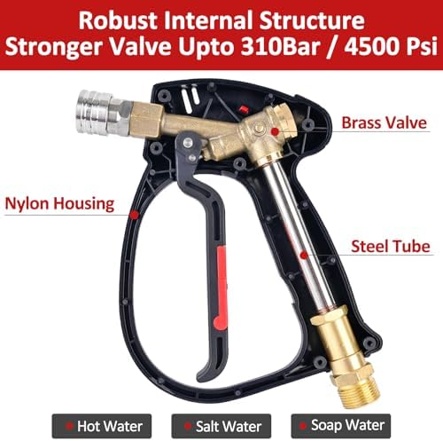 High Pressure Washer Spray Gun Max 4500PSI & Foam Cannon 32oz & Kink Resistant Hose 32ft Kit, Compatible with Some of Kar-cher, Ryobi, Greenworks, CRAFTSMAN, Ideal for Home & Outdoor Cleaning,Car Wash - Image 5