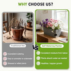 4 Pack Self Watering Pots for Indoor Plants 17 Inches Window Boxes Planters Rectangular Flower Pots Rectangle Herb Pots Large Plant Pots with Drainage Holes and Saucers Windowsill Planter, Grey - Image 6