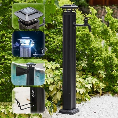 Frost-Free Solar Light Water Column - Durable Freestanding Outdoor Faucet & Decorative Garden Spigot - Weather-Resistant Hose Stand for Patios & Gardens by Unknown