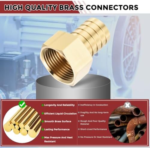4pcs Brass Hose Barb Fittings 1" Hose Barb to 1" NPT Female - Image 4